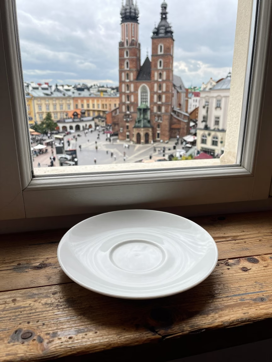 White Ceramic Saucer in Krakow in in Krakow, Poland