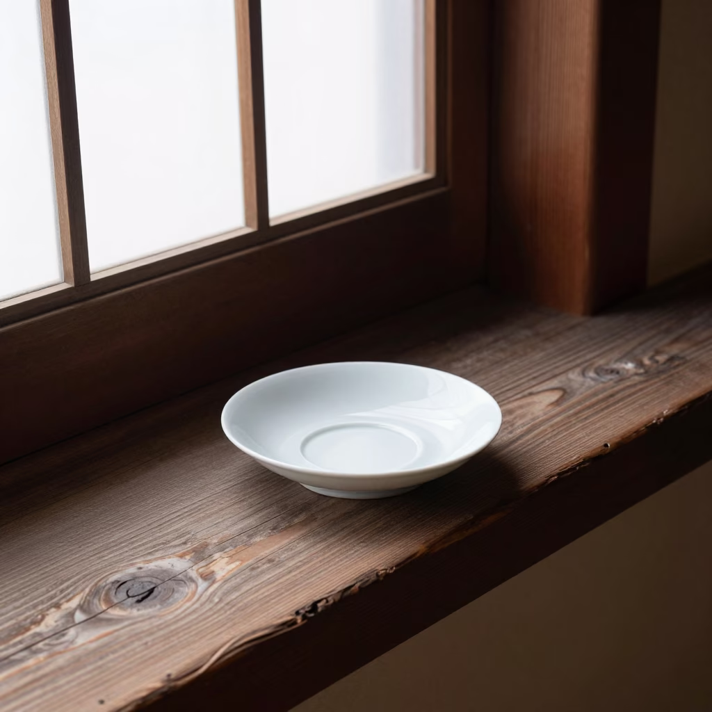 White Ceramic Saucer in Kyoto in in Kyoto, Japan