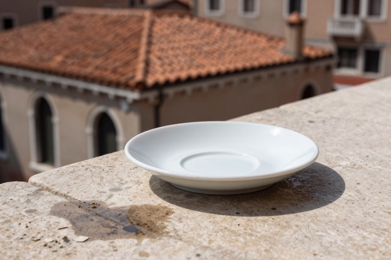 White Ceramic Saucer in Venice in in Venice, Italy