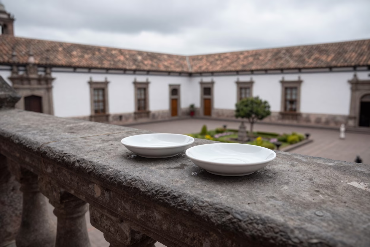 White Ceramic Saucers in Quito in in Quito, Ecuador