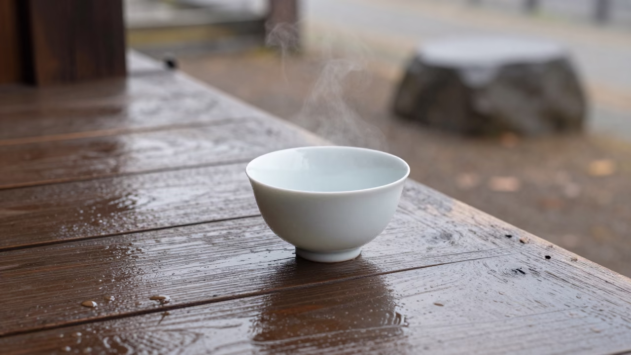 White Ceramic Tea Bowl in Kyoto in in Kyoto, Japan