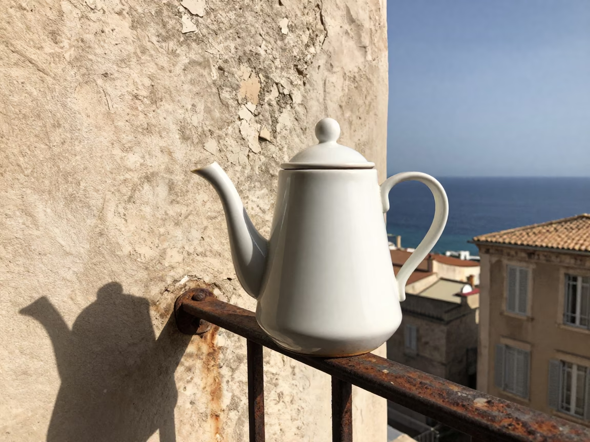 White Ceramic Tea Kettle in Marseille in in Marseille, France