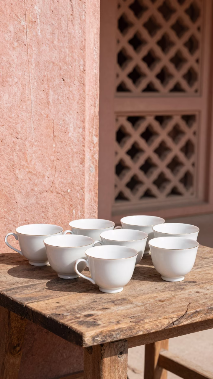 White Ceramic Teacups in Jaipur in in Jaipur, India