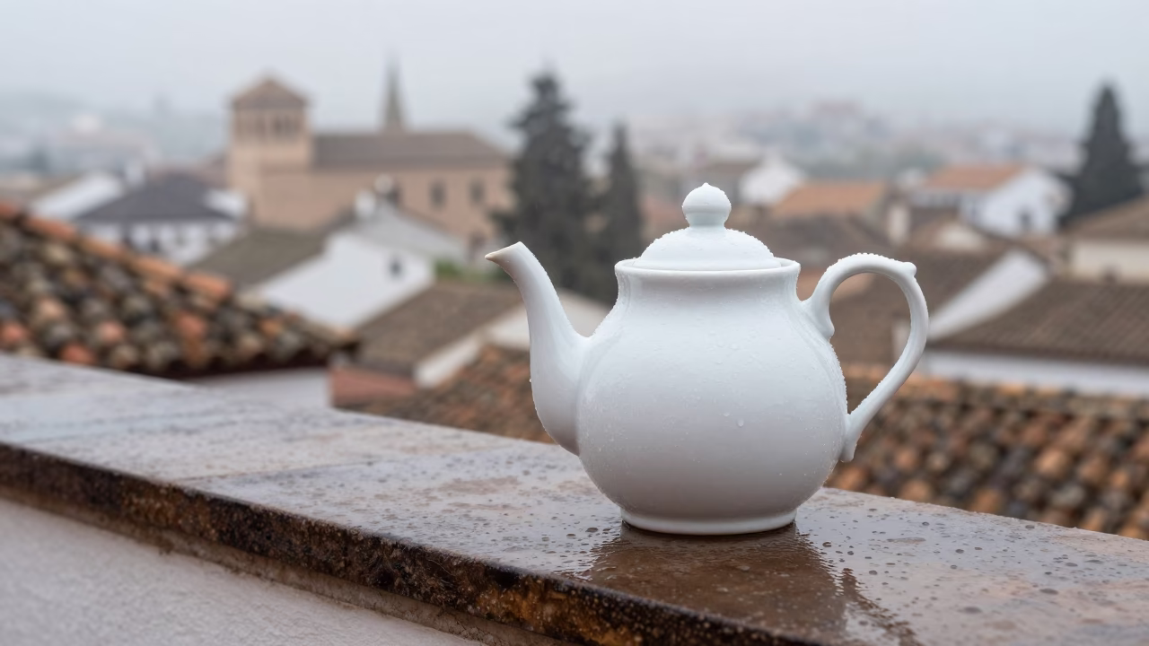 White Ceramic Teapot in Granada in in Granada, Spain