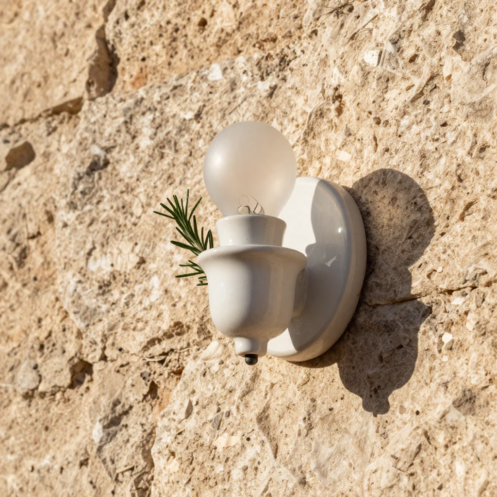 White Ceramic Wall Sconce in Amman in in Amman, Jordan