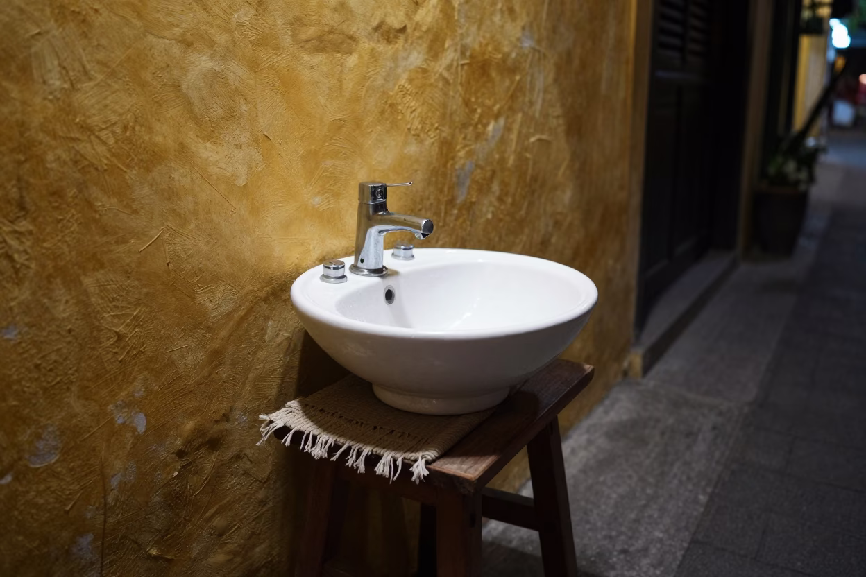 White Ceramic Wash Basin in Hoi An in in Hoi An, Vietnam
