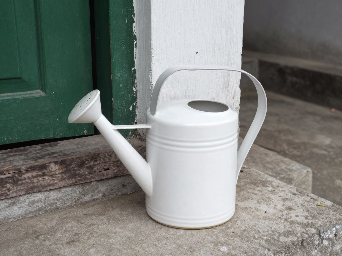 White Ceramic Watering Jug in Yogyakarta in in Yogyakarta, Indonesia