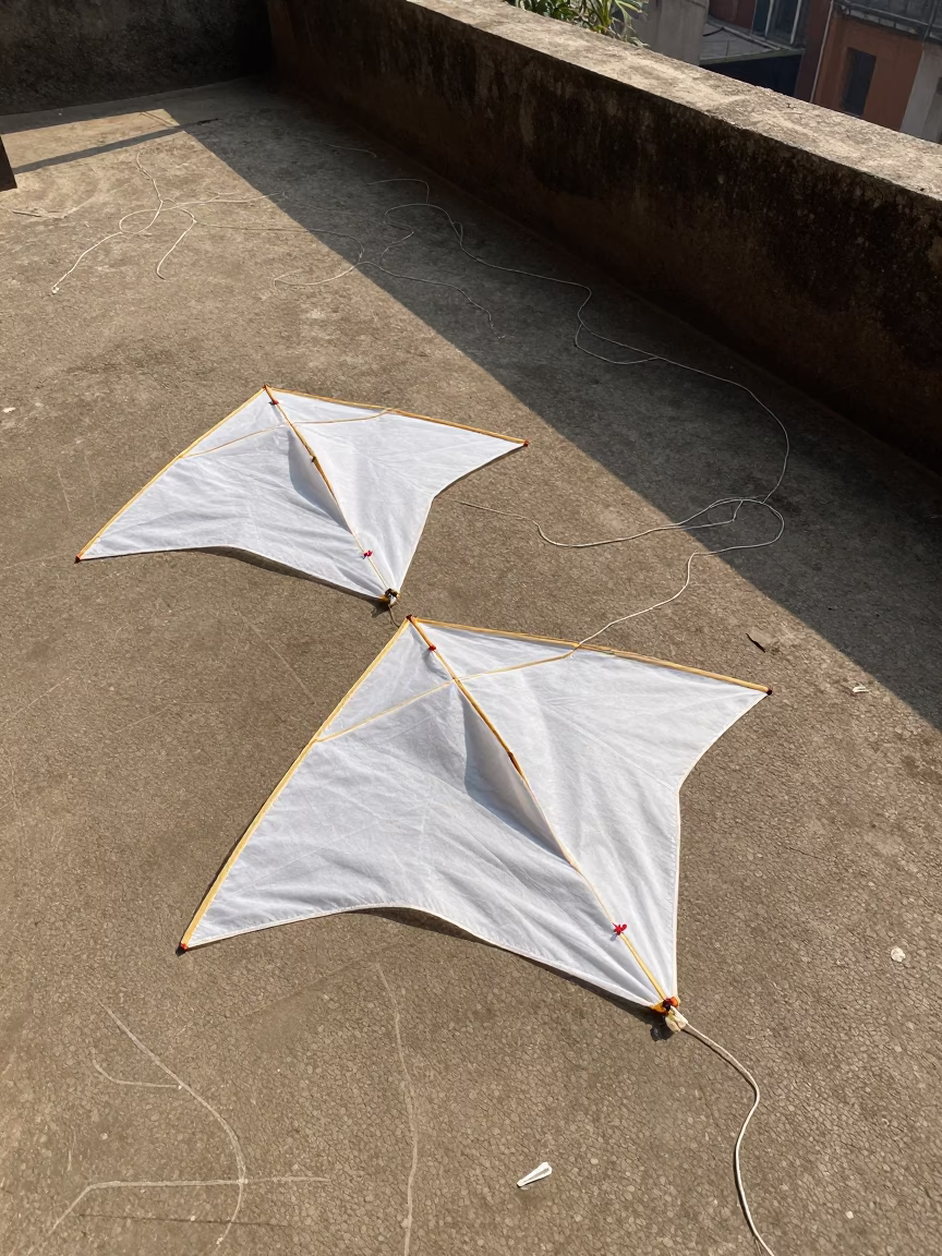 White Cotton Kites in Mumbai in in Mumbai, India