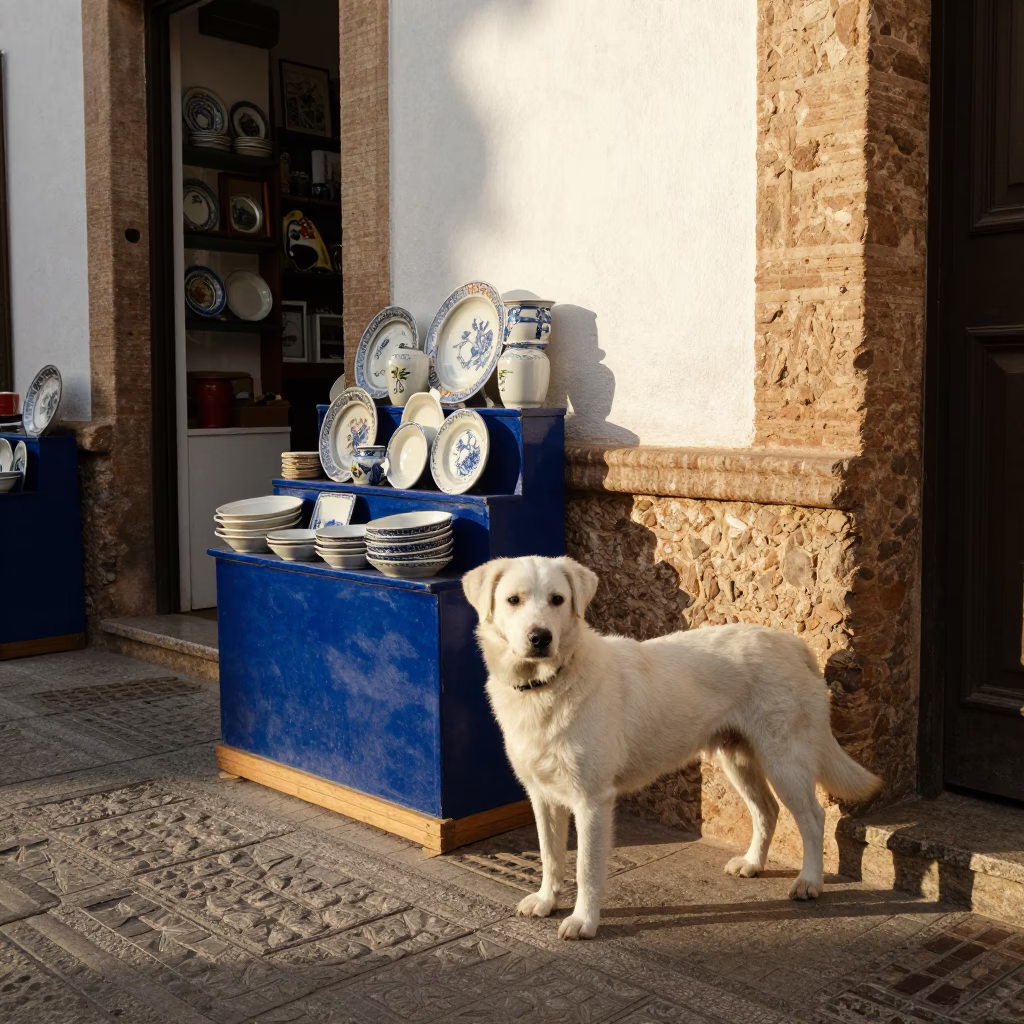 White Dog in Granada in in Granada, Spain
