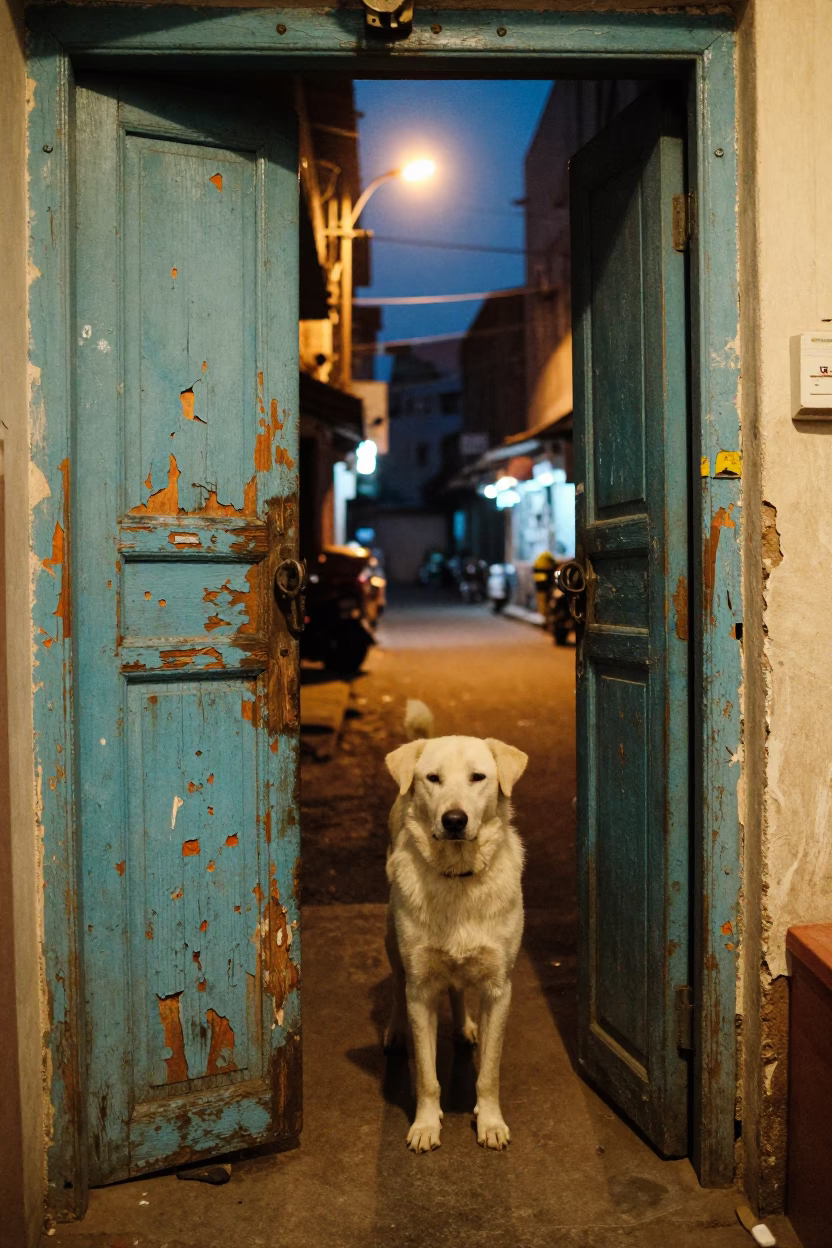 White Dog in Hyderabad in in Hyderabad, India
