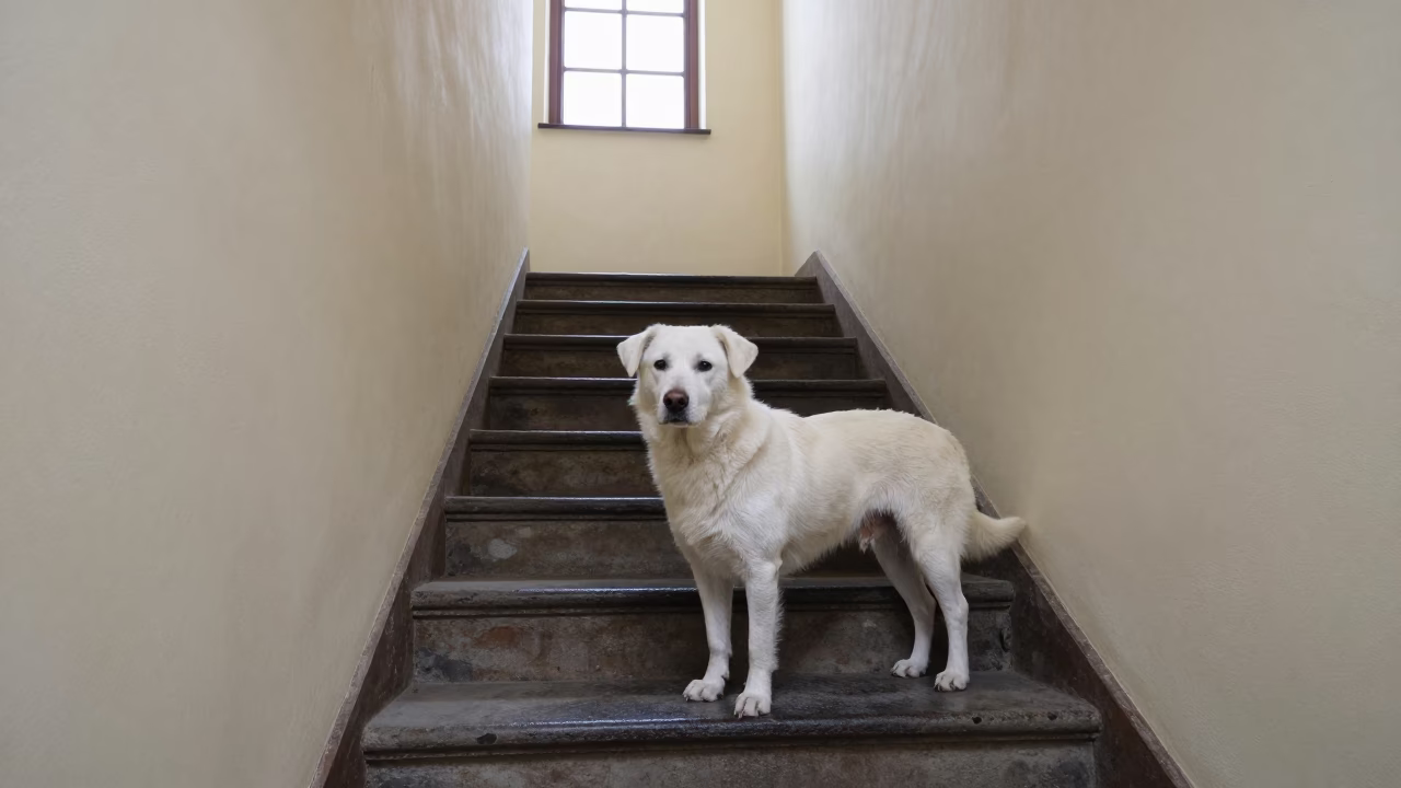 White Dog in Prague in in Prague, Czech Republic