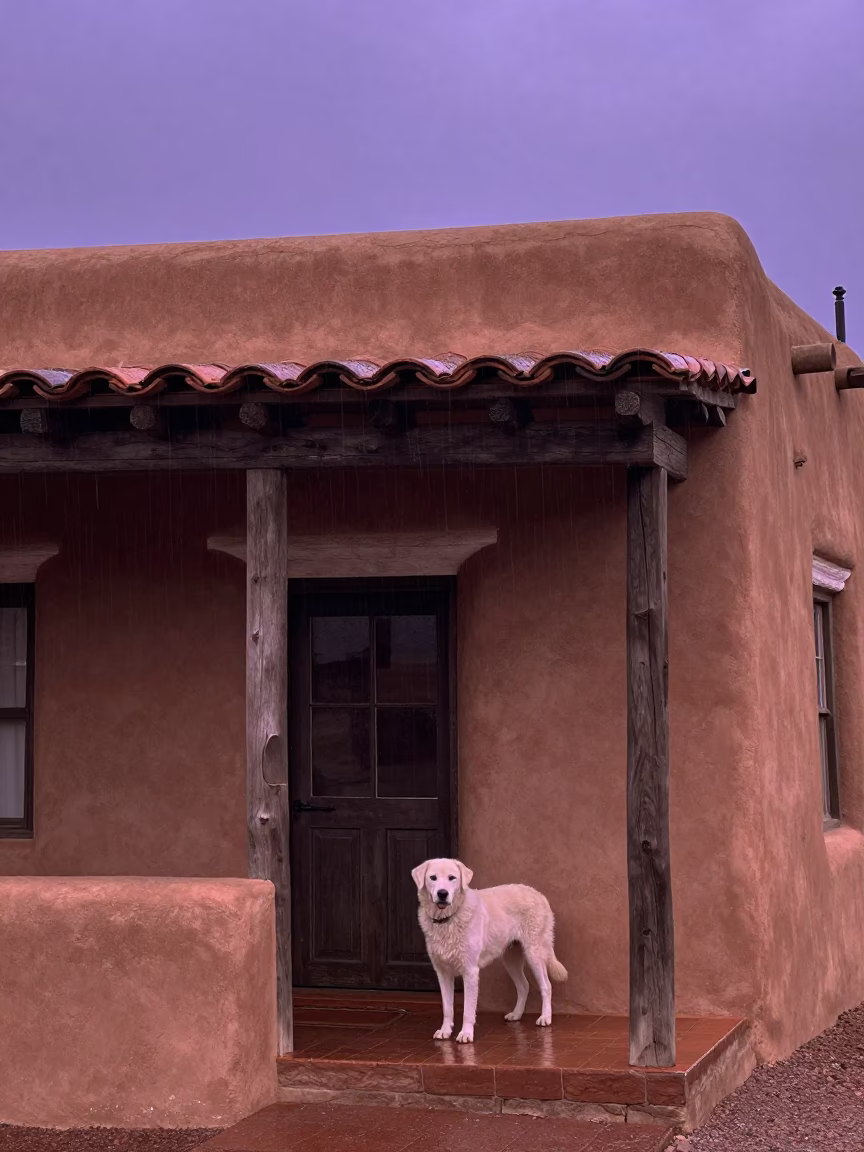 White Dog in Santa Fe in in Santa Fe, New Mexico, United States