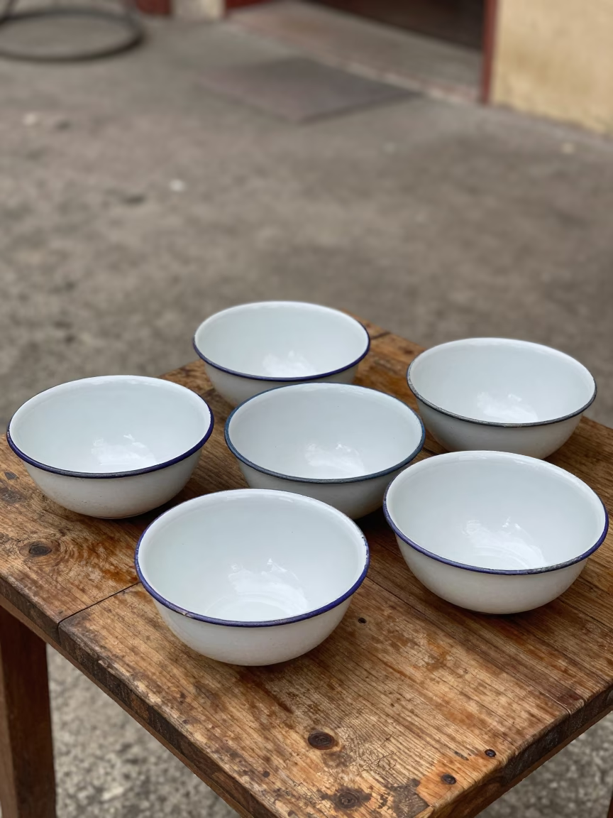 White Enamel Bowls in Guadalajara in in Guadalajara, Mexico