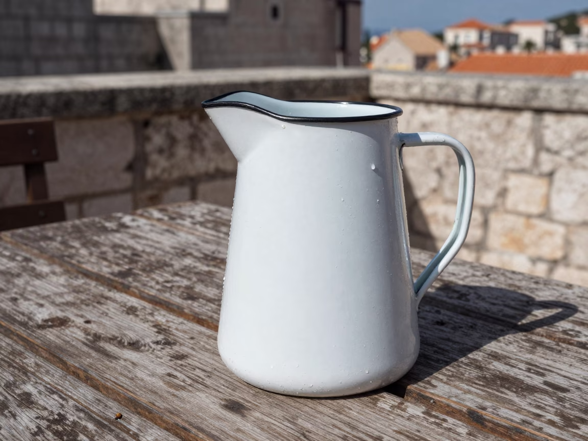 White Enamel Cooler Jug in Dubrovnik in in Dubrovnik, Croatia