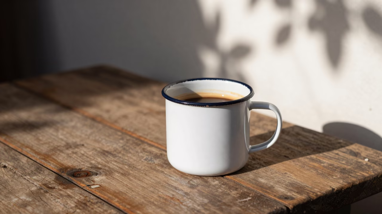 White Enamel Mug in Istanbul in in Istanbul, Turkey