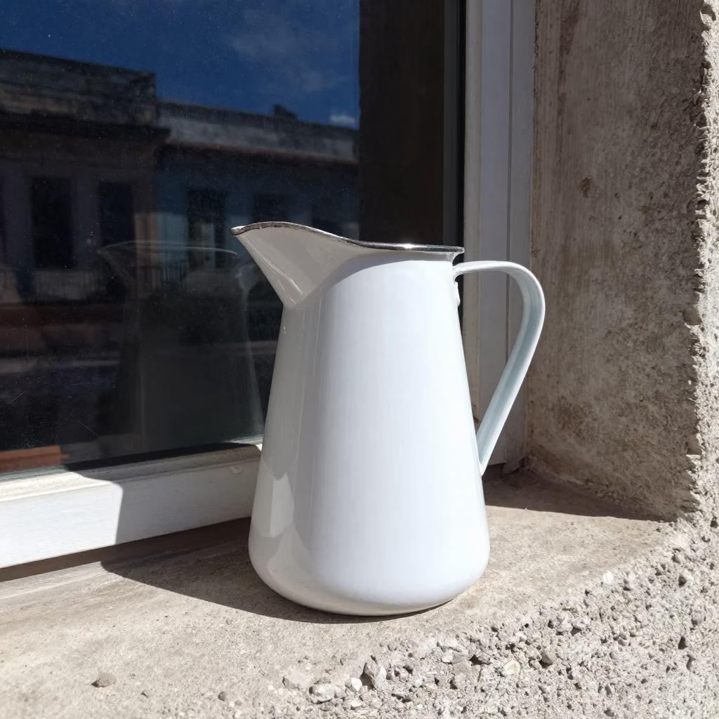 White Enamel Pitcher in Havana in in Havana, Cuba