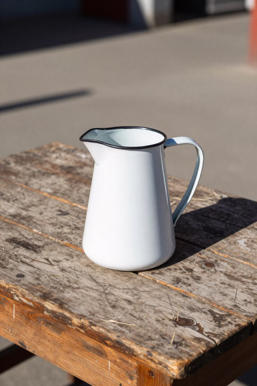 White Enamel Water Pitcher in Valparaiso in in Valparaiso, Chile