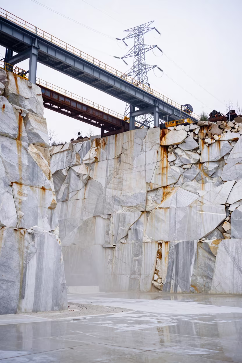 White Marble Quarry Walls Jiangsu Industrial in under gantries and utility towers in Jiangsu