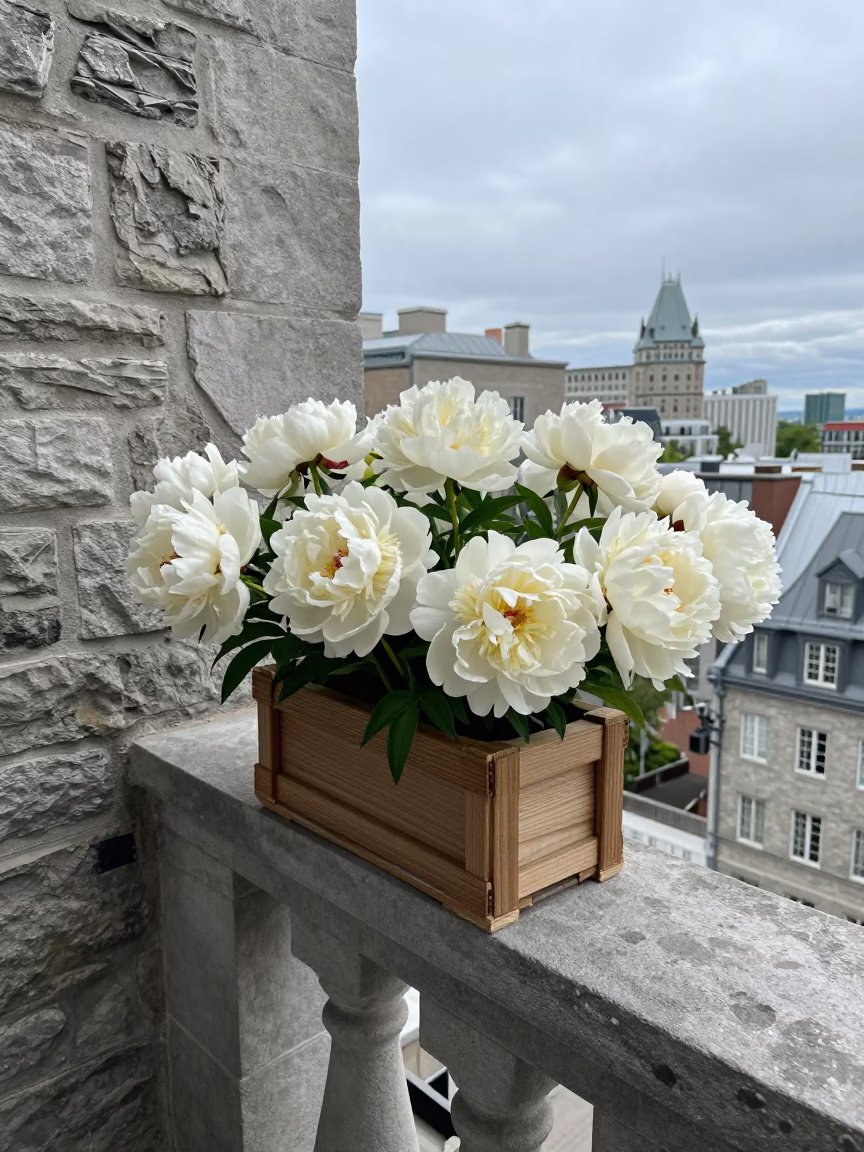 White Peonies in Quebec City in in Quebec City, Canada