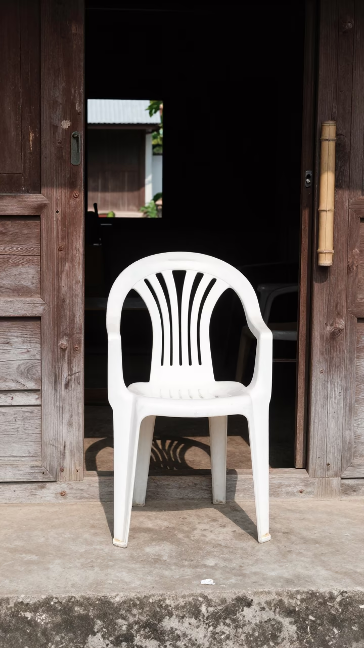 White Plastic Chair in Chiang Mai in in Chiang Mai, Thailand