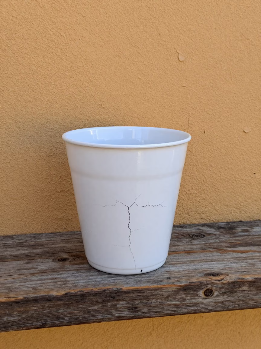 White Plastic Mug in Cape Town in in Cape Town, South Africa