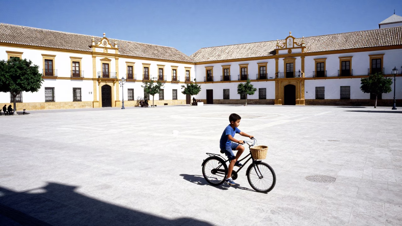 White Plaza in Seville at Midday Light in in Seville, Spain