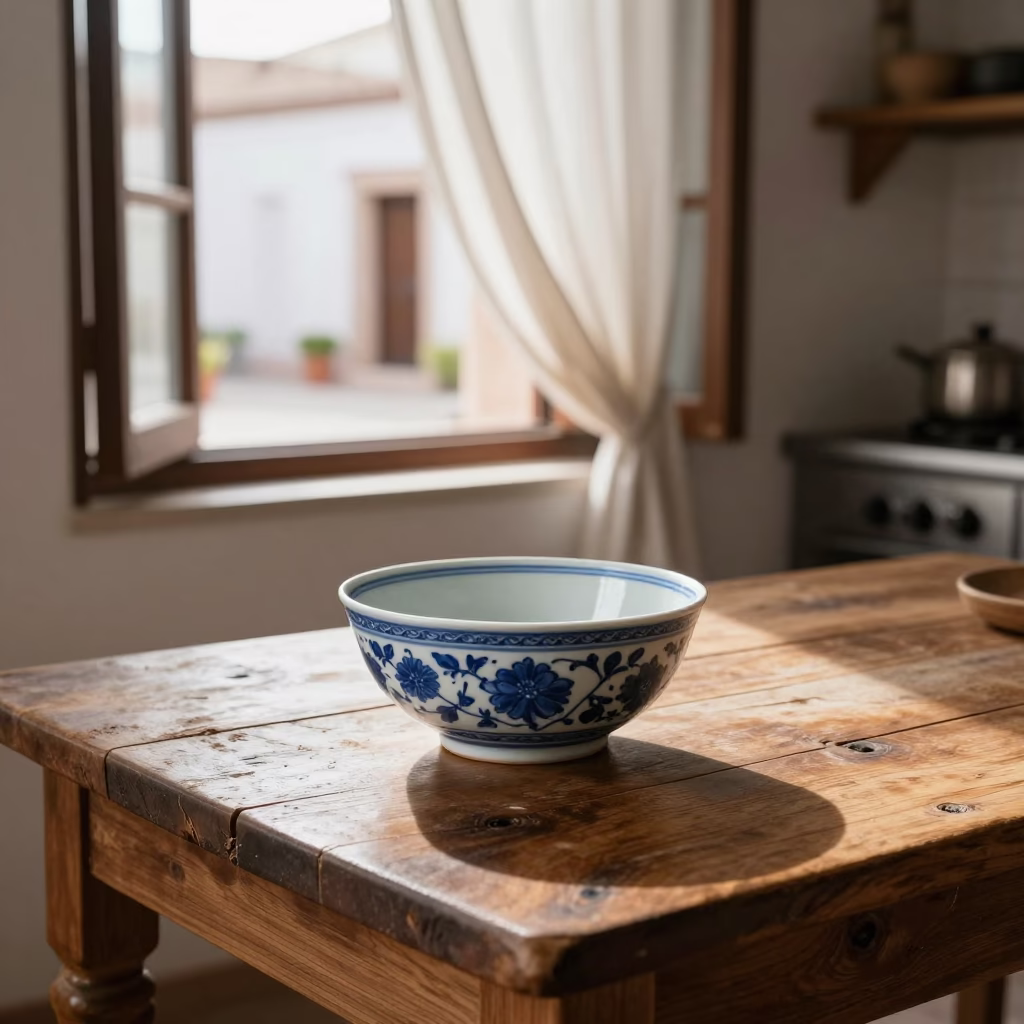 White Porcelain Bowl in Merida in in Merida, Mexico