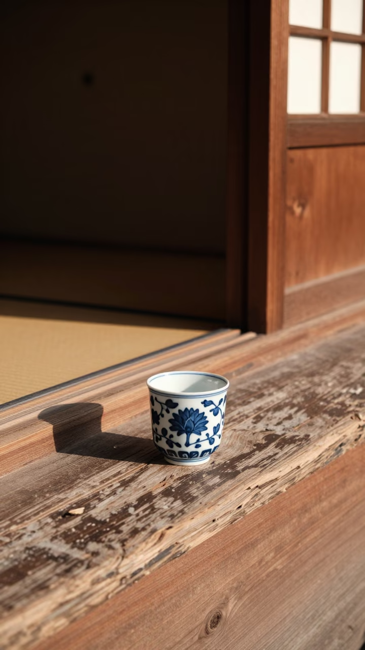 White Porcelain Cup in Kyoto in in Kyoto, Japan
