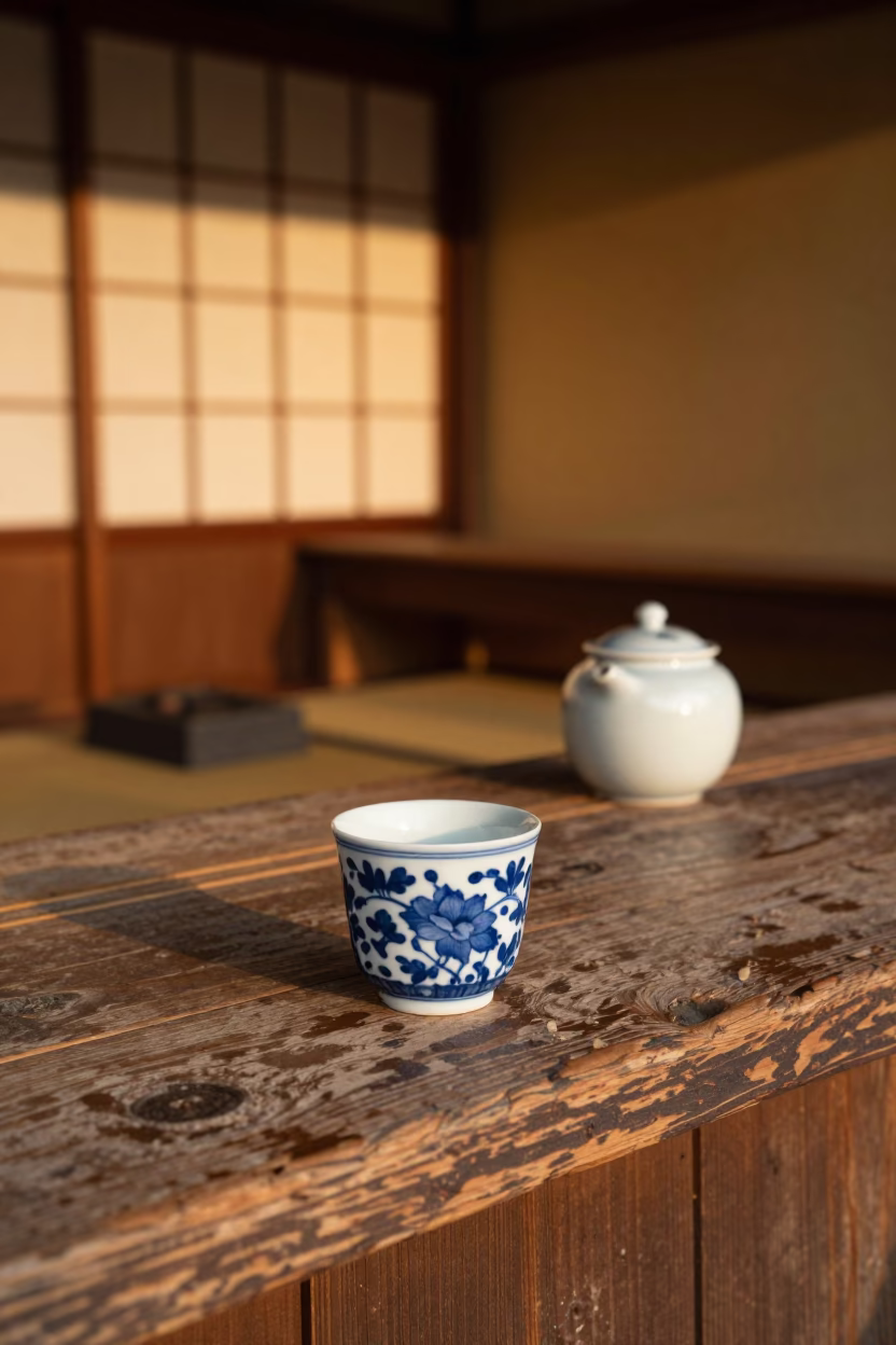 White Porcelain Cup in Osaka in in Osaka, Japan