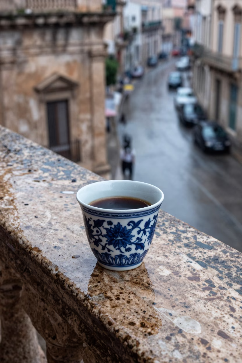 White Porcelain Cup in Palermo in in Palermo, Italy