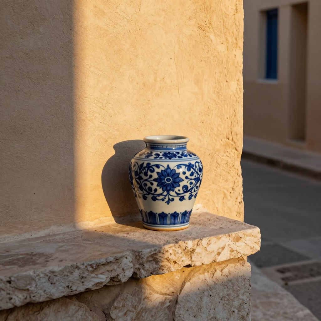 White Porcelain Jar in Athens in in Athens, Greece