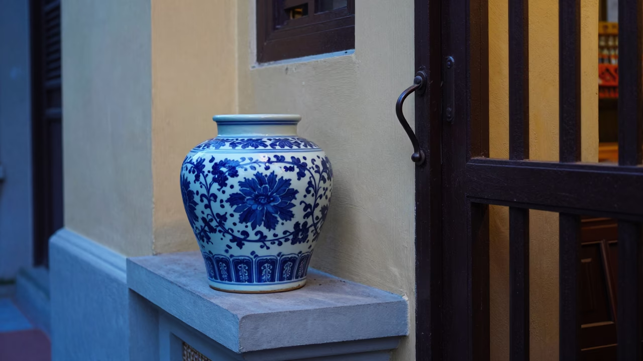 White Porcelain Jar in Ho Chi Minh City in in Ho Chi Minh City, Vietnam