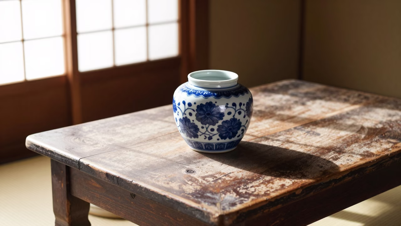 White Porcelain Jar in Kyoto in in Kyoto, Japan