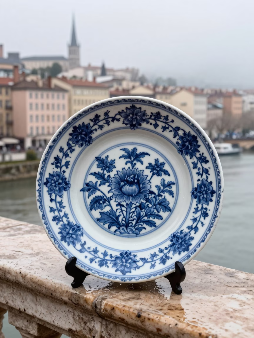 White Porcelain Plate in Lyon in in Lyon, France