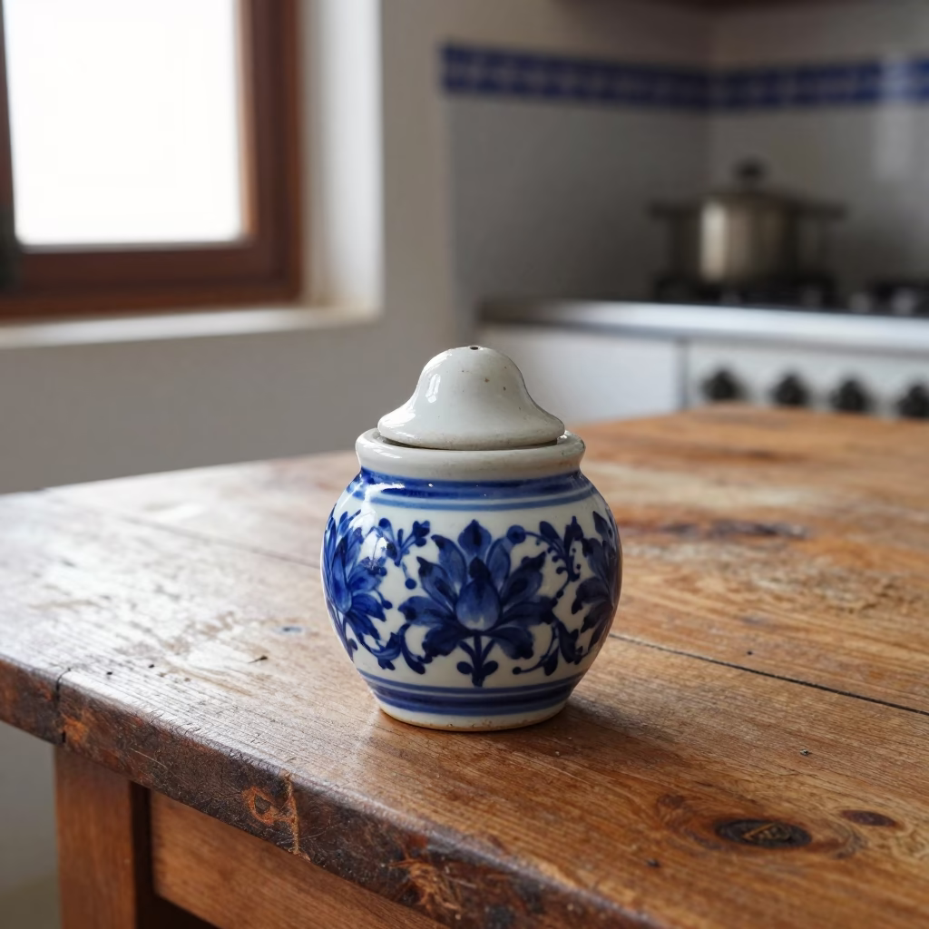 White Porcelain Salt Cellar in Marrakech in in Marrakech, Morocco