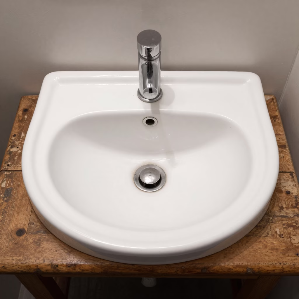 White Porcelain Wash Basin in Copenhagen in in Copenhagen, Denmark