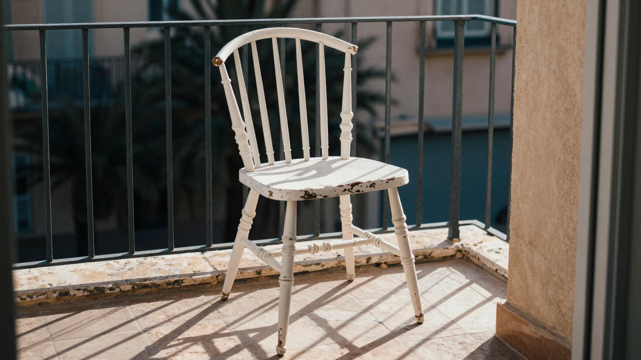 White Spindle Chair in Marseille in in Marseille, France