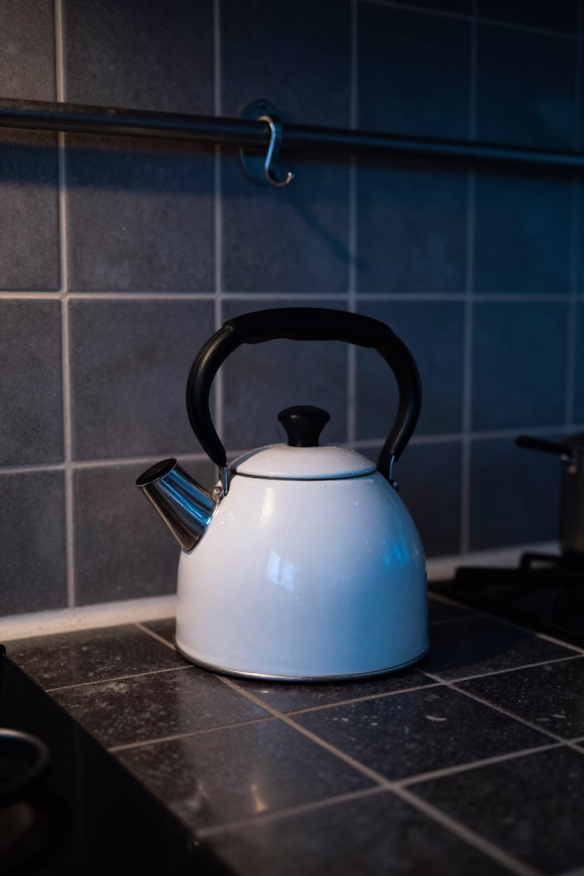 White Stovetop Kettle in Palermo in in Palermo, Italy