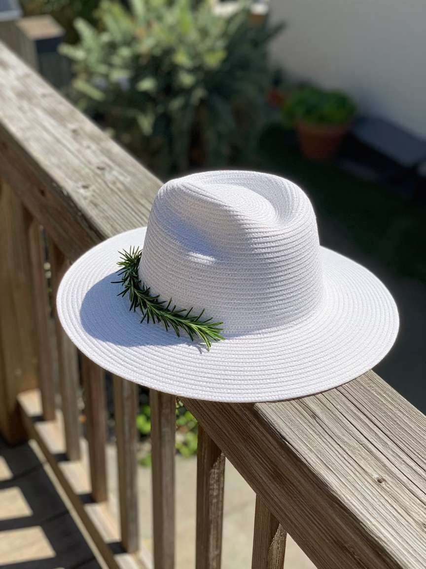 White Sun Hat in Los Angeles in in Los Angeles, United States