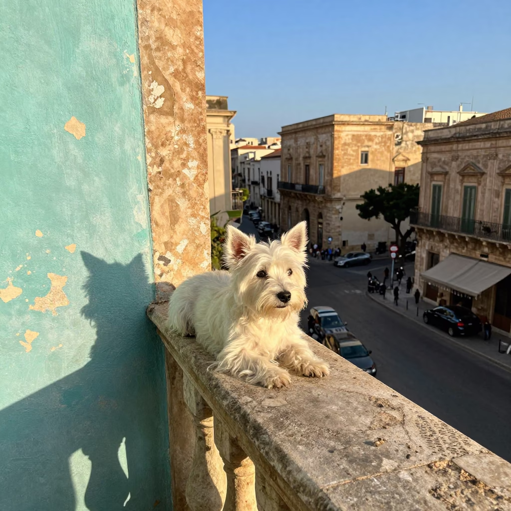White Terrier in Palermo in in Palermo, Italy