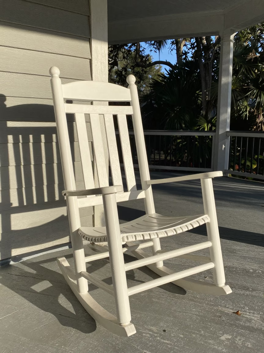 White Wooden Rocking Chair in Charleston in in Charleston, United States