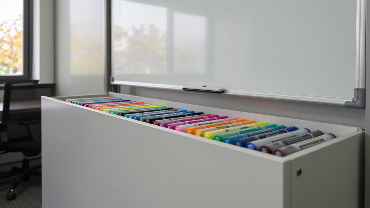 Whiteboard Marker Drawer in Shanghai Coworking Office in inside a coworking floor in Shanghai