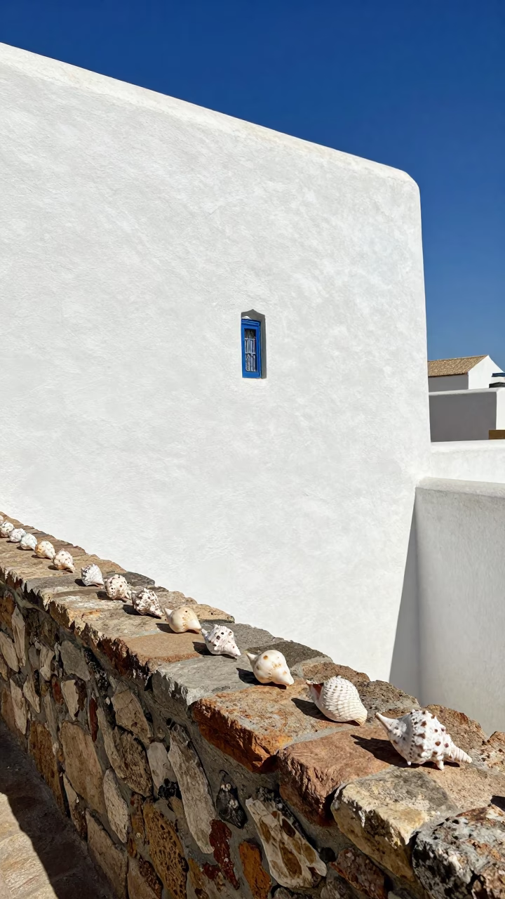 Whitewashed Walls in Essaouira at The Flat Glare Of Noon Light in in Essaouira, Morocco
