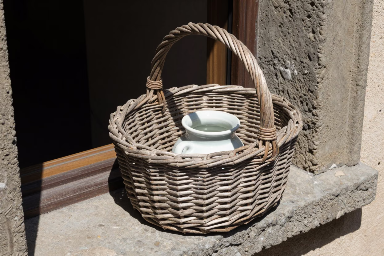 Wicker Basket in Florence in in Florence, Italy