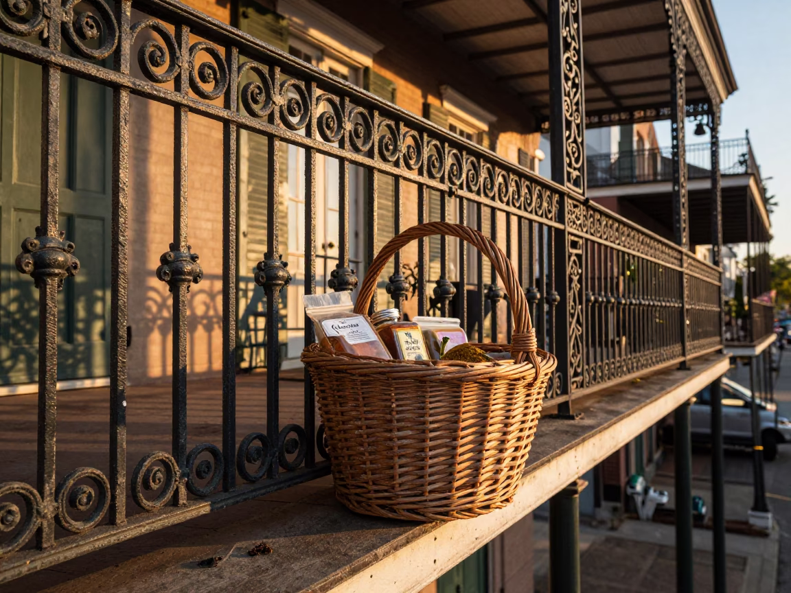Wicker Basket in New Orleans at Golden Hour in in New Orleans, Louisiana, United States