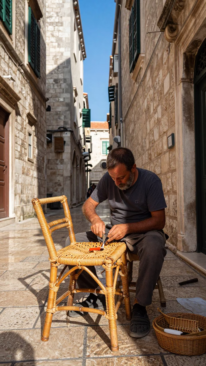 Wicker Chair in Dubrovnik in in Dubrovnik, Croatia