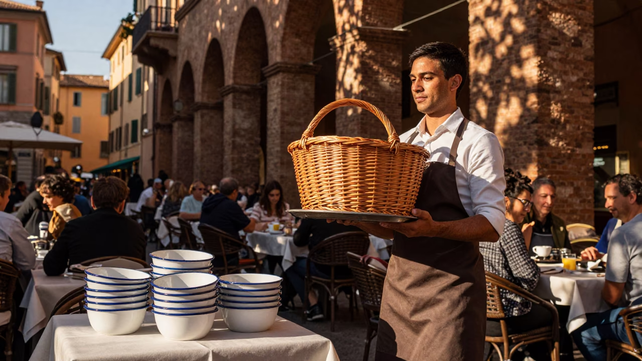 Wicker Hamper in Bologna in in Bologna, Italy