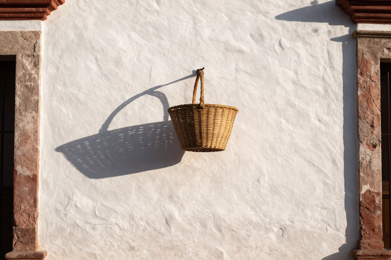 Wicker Shadow at The Early Morning Light in Oaxaca in in Oaxaca, Mexico