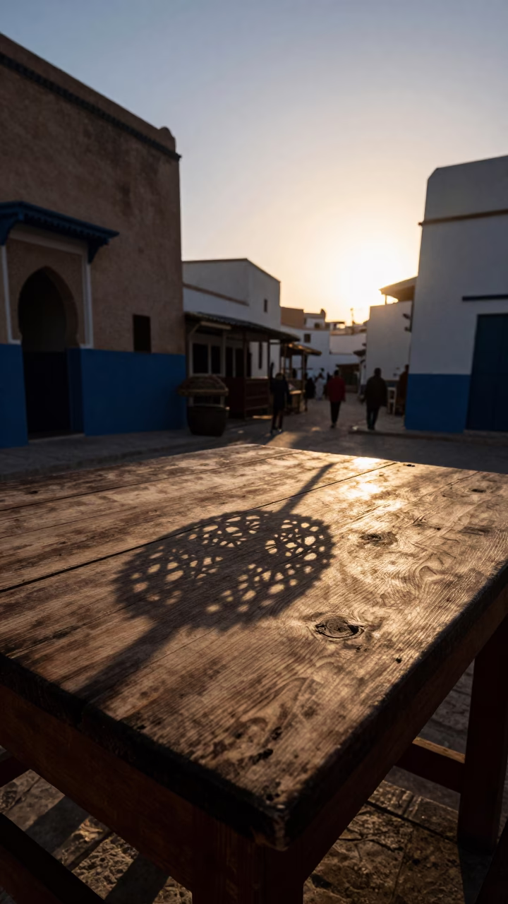Wicker Shadow in Essaouira at The Early Evening Light in in Essaouira, Morocco