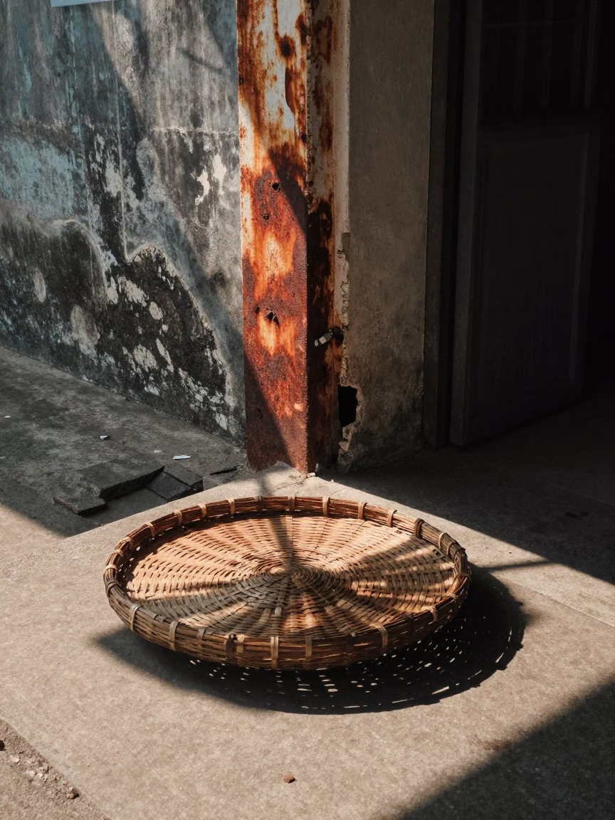 Wicker Shadow in Surabaya at As First Light Reaches The Scene in in Surabaya, Indonesia